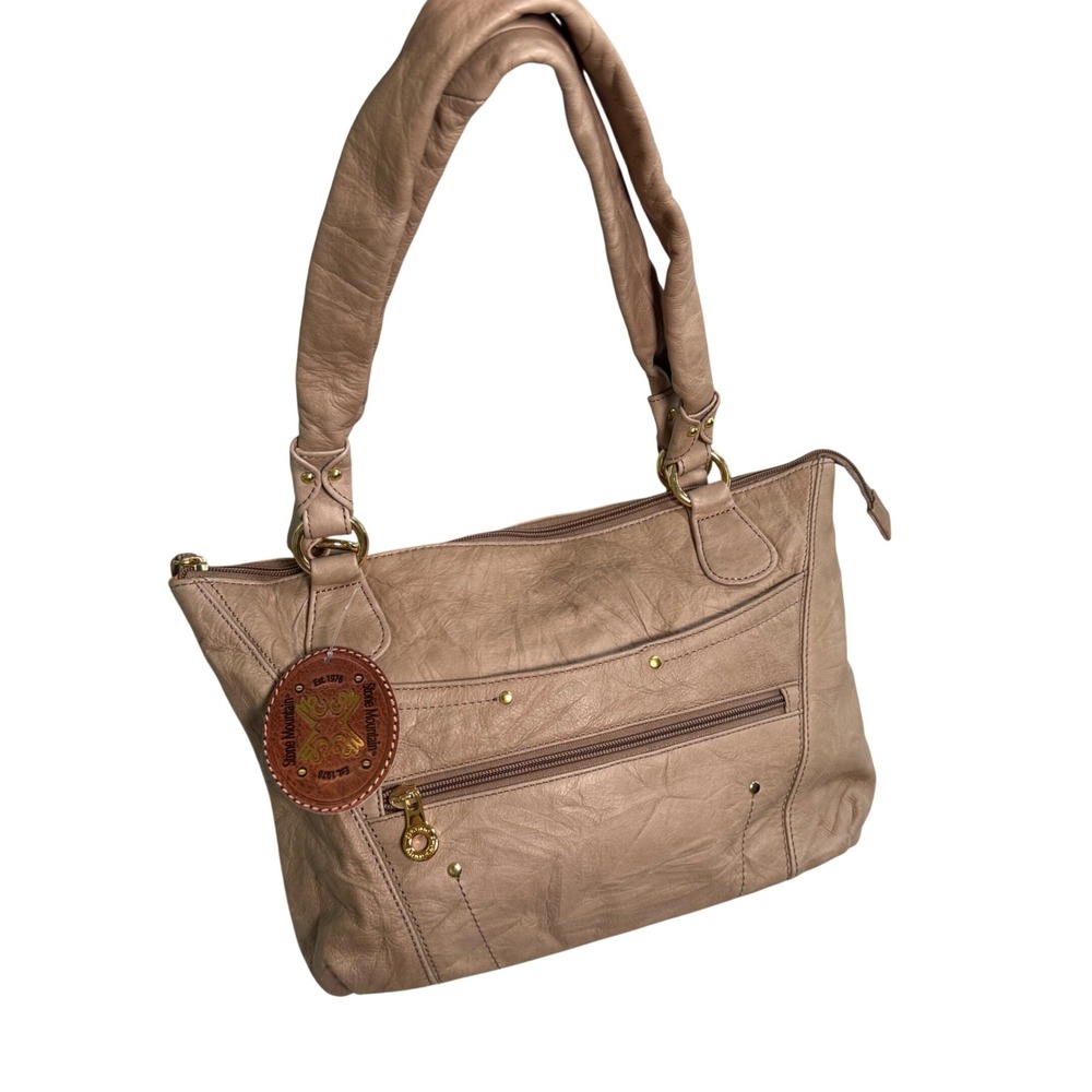 Stone Mountain New Hope Taupe Genuine Leather Shoulder Bag Purse NWT Soft Straps